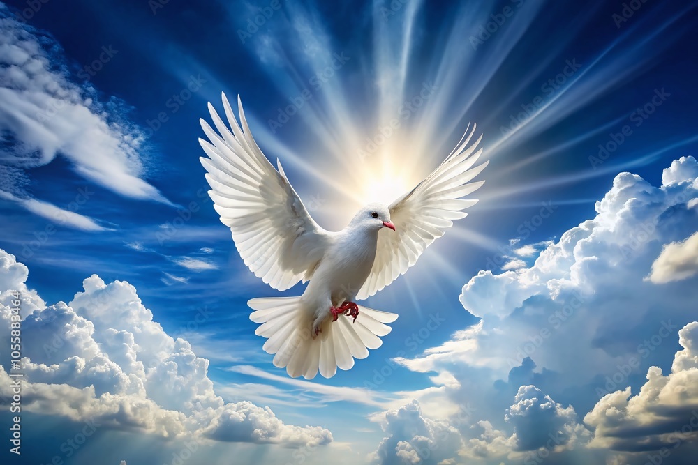 Majestic White Dove in Flight - High Dynamic Range Nature Photography Majestic White Dove in Flight - High Dynamic Range Nature Photography