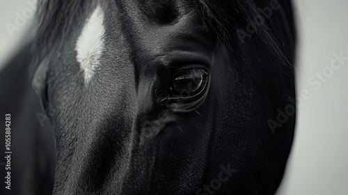 Close-up of a Black Horse's Eye