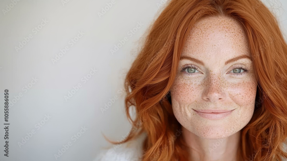 Radiating confidence a close-up of a smiling woman with freckles and vibrant red hair capturing the essence of natural beauty and joyful spirit Radiating confidence a close-up of a smiling woman with freckles and vibrant red hair capturing the essence of natural beauty and joyful spirit