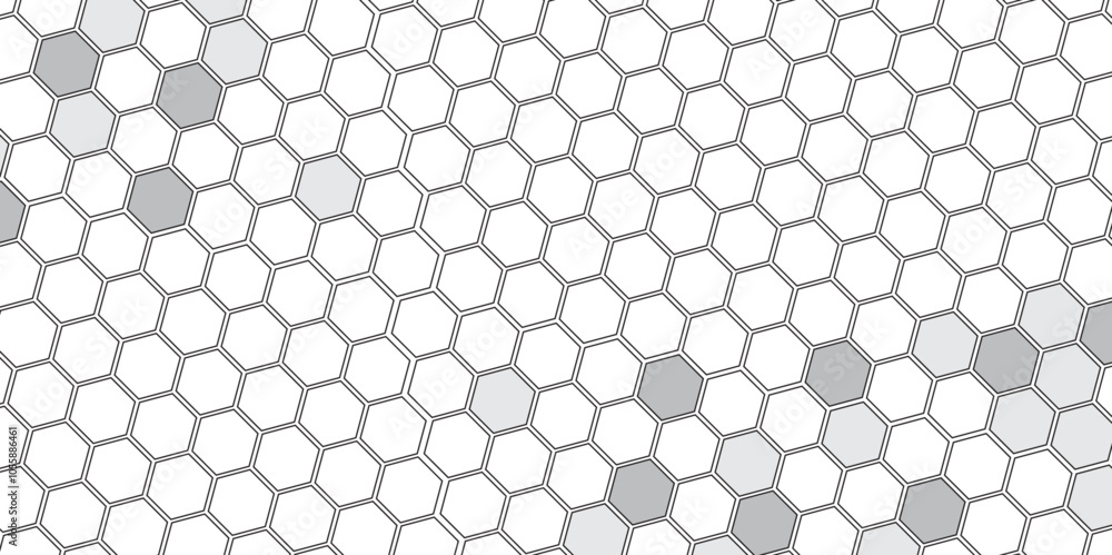 Vector geometric seamless texture symbol. Hexagon, bees hive cells pattern. Bee honey shapes. Abstract pattern with hexagonal white and gray technology line paper background. Stylish grid texture.
Vector geometric seamless texture symbol. Hexagon, bees hive cells pattern. Bee honey shapes. Abstract pattern with hexagonal white and gray technology line paper background. Stylish grid texture.