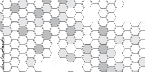 Vector geometric seamless texture symbol. Hexagon, bees hive cells pattern. Bee honey shapes. Abstract pattern with hexagonal white and gray technology line paper background.   Stylish grid texture. 
