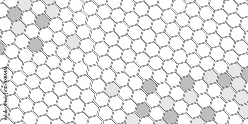 Vector geometric seamless texture symbol. Hexagon, bees hive cells pattern. Bee honey shapes. Abstract pattern with hexagonal white and gray technology line paper background.   Stylish grid texture. 

