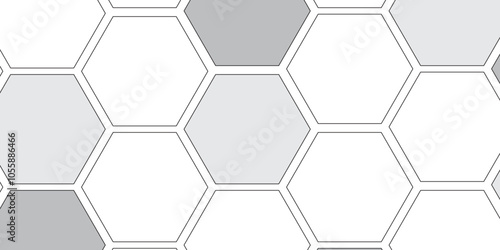 Vector geometric seamless texture symbol. Hexagon, bees hive cells pattern. Bee honey shapes. Abstract pattern with hexagonal white and gray technology line paper background.   Stylish grid texture. 

