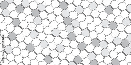 Vector geometric seamless texture symbol. Hexagon, bees hive cells pattern. Bee honey shapes. Abstract pattern with hexagonal white and gray technology line paper background.   Stylish grid texture. 
