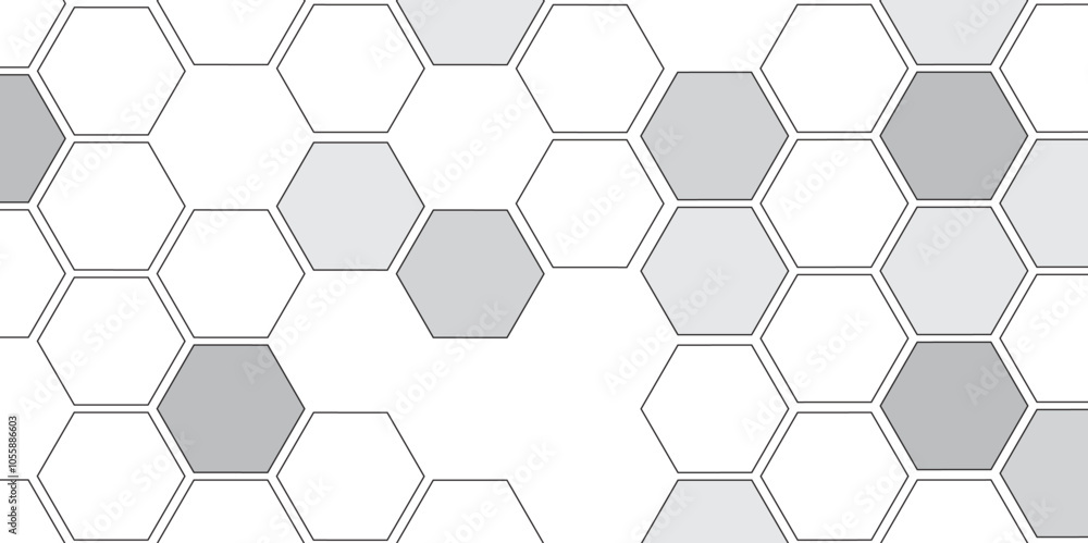 Vector geometric seamless texture symbol. Hexagon, bees hive cells pattern. Bee honey shapes. Abstract pattern with hexagonal white and gray technology line paper background. Stylish grid texture.
Vector geometric seamless texture symbol. Hexagon, bees hive cells pattern. Bee honey shapes. Abstract pattern with hexagonal white and gray technology line paper background. Stylish grid texture.