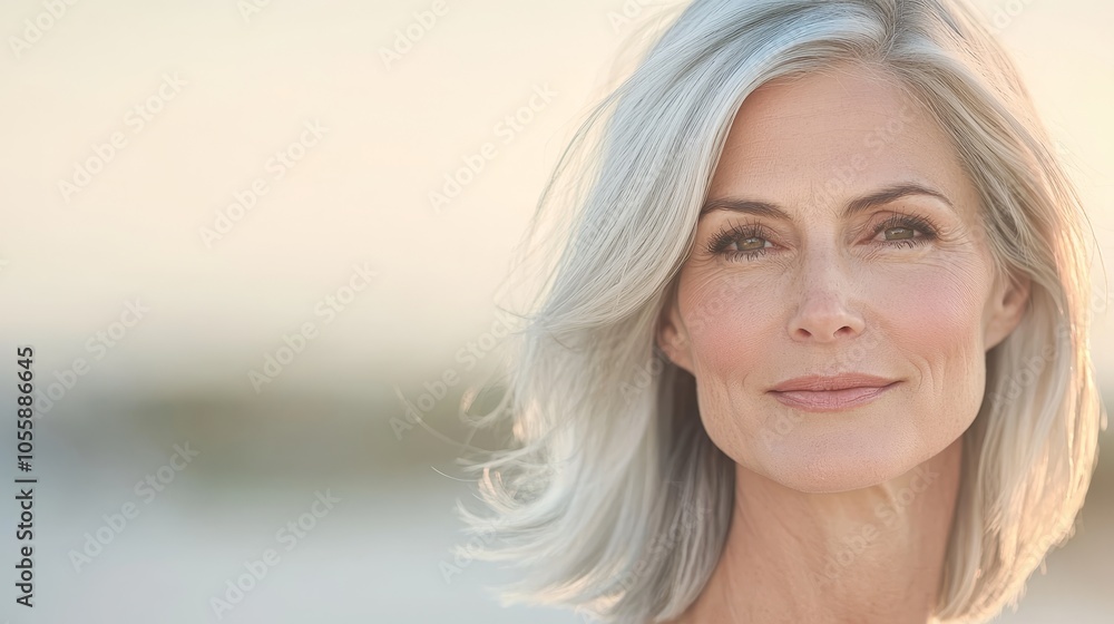 Captivating portrait of a graceful older woman with silver hair in soft natural light radiating confidence and beauty Captivating portrait of a graceful older woman with silver hair in soft natural light radiating confidence and beauty