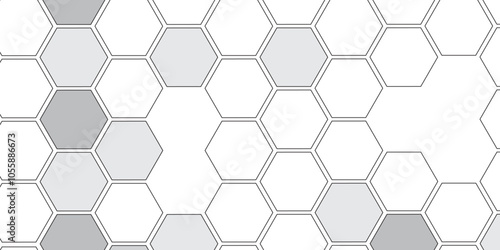 Vector geometric seamless texture symbol. Hexagon, bees hive cells pattern. Bee honey shapes. Abstract pattern with hexagonal white and gray technology line paper background.   Stylish grid texture. 
