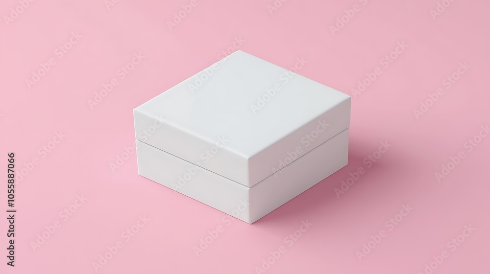 Minimal white box mockup on a soft pastel background, ideal for cosmetic or jewelry branding
