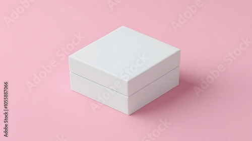 Obraz na płótnie Minimal white box mockup on a soft pastel background, ideal for cosmetic or jewelry branding w salonie