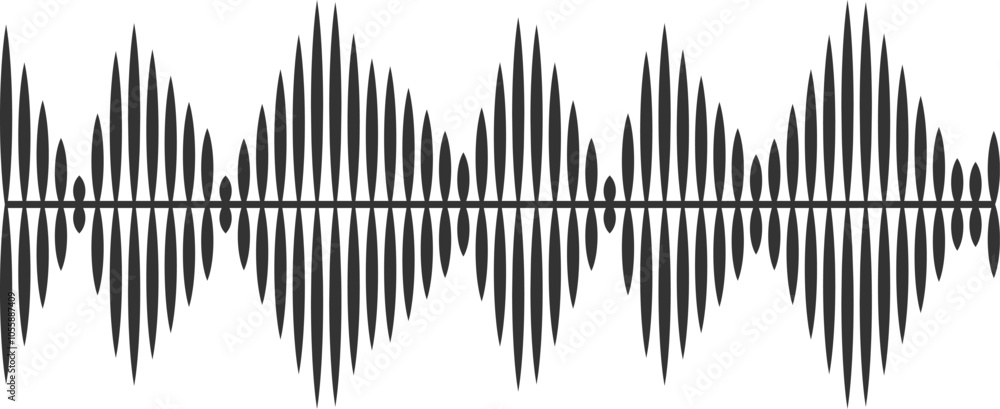 Visualizing a sound wave with varying amplitude, this minimalist image captures the essence of music and technology in a modern black and white design Visualizing a sound wave with varying amplitude, this minimalist image captures the essence of music and technology in a modern black and white design