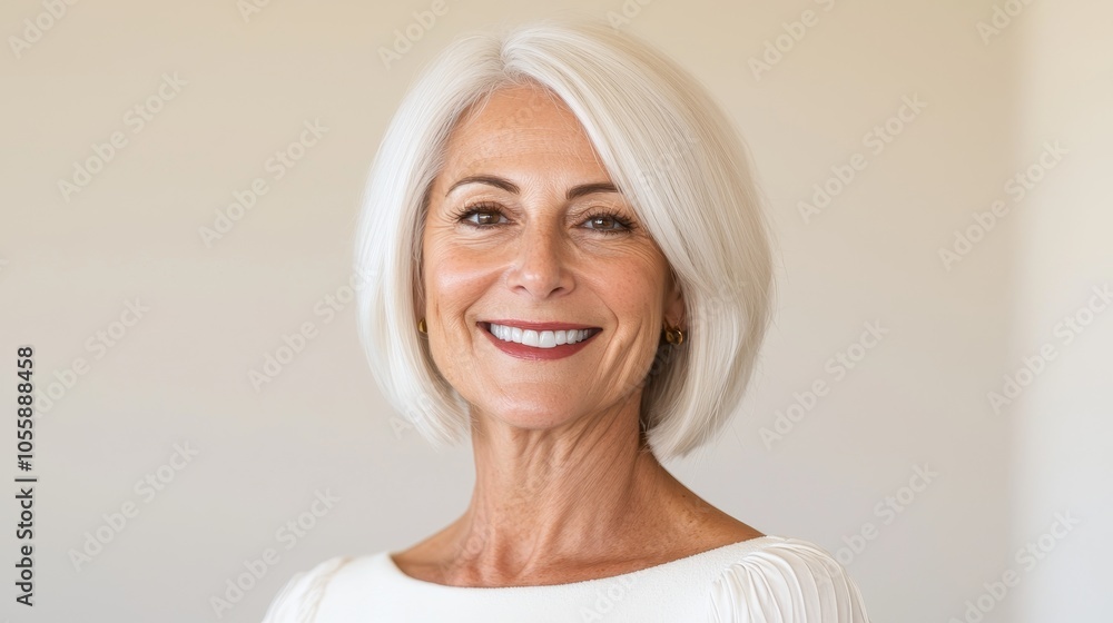 Embracing ageless beauty a radiant portrait of a confident senior woman smiling with grace and charm in a minimalist setting Embracing ageless beauty a radiant portrait of a confident senior woman smiling with grace and charm in a minimalist setting