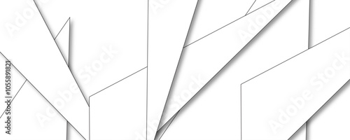 Geometric background with squares in bright light with soft shadows pattern and stripes. Soft light white abstract stage in elegant futuristic geometric style with simple lines and corners layered