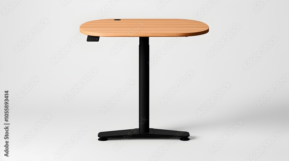 Sleek and Adjustable Standing Desk Set Against a Clean White Backdrop Designed for an Efficient and Stylish Workspace to Boost Productivity and Wellbeing Sleek and Adjustable Standing Desk Set Against a Clean White Backdrop Designed for an Efficient and Stylish Workspace to Boost Productivity and Wellbeing