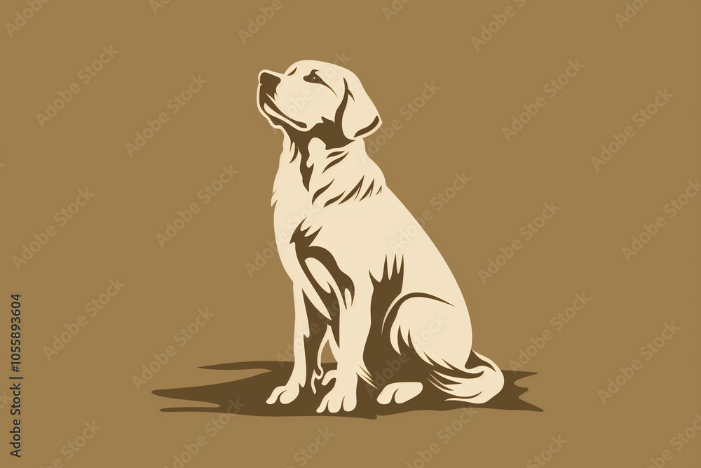 Illustration of sitting Golden Retriever Dog. Illustration of sitting Golden Retriever Dog.