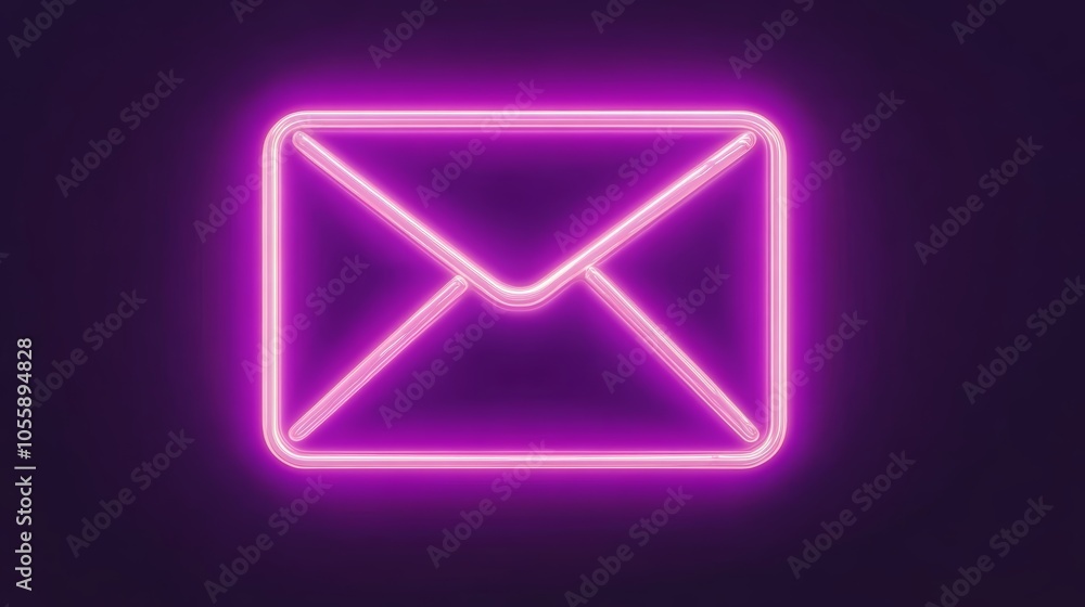Neon mail icon on dark background, a vibrant, futuristic symbol of digital communication Neon mail icon on dark background, a vibrant, futuristic symbol of digital communication