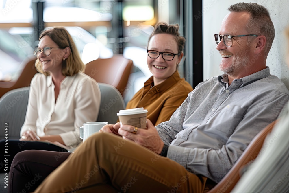 Business people are sitting around a table drinking coffee Business people are sitting around a table drinking coffee