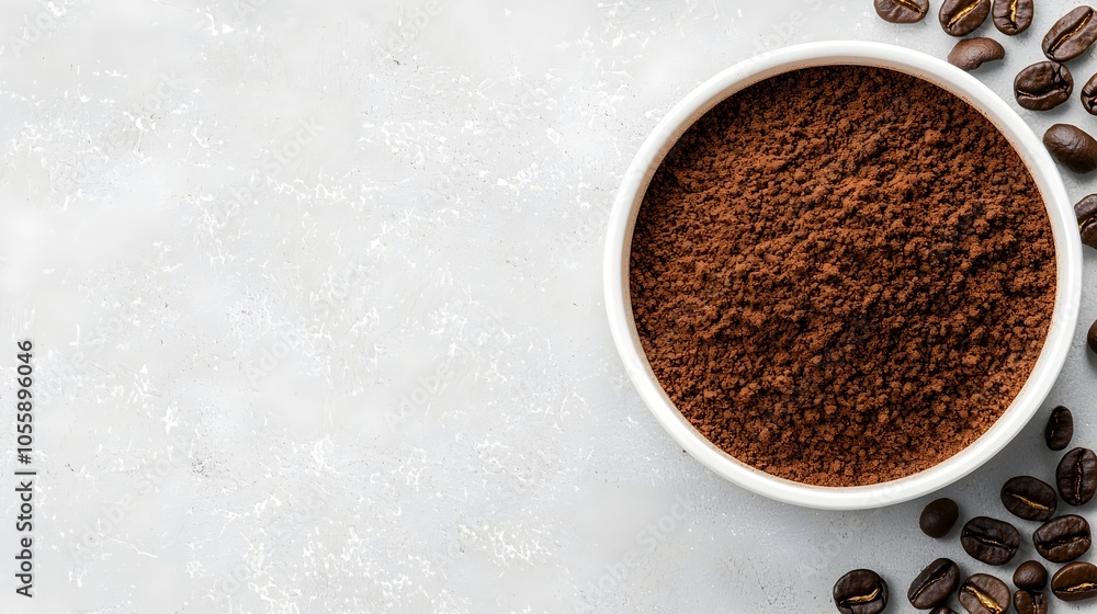 Detailed wide angle view of rich dark ground coffee powder showcasing the intricate texture and color on a transparent background This image is perfect for cafe beverage or food related concepts Detailed wide angle view of rich dark ground coffee powder showcasing the intricate texture and color on a transparent background This image is perfect for cafe beverage or food related concepts