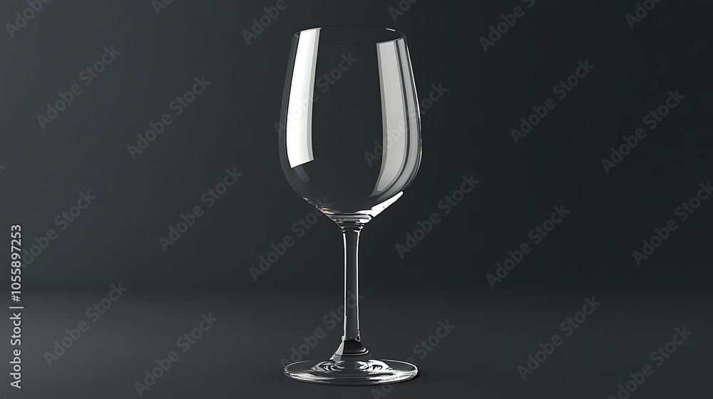 Clear wine glass mockup with empty label area, placed on a dark background for a premium look