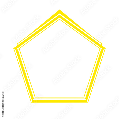 yellow overlap line pentagon frame and arrow