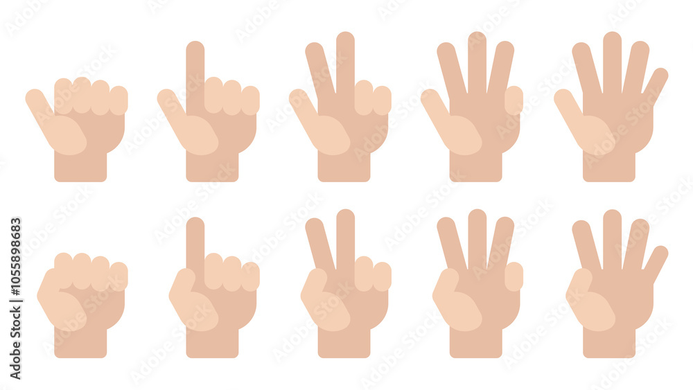 Fototapeta premium Flat vector Count number Spread fingers