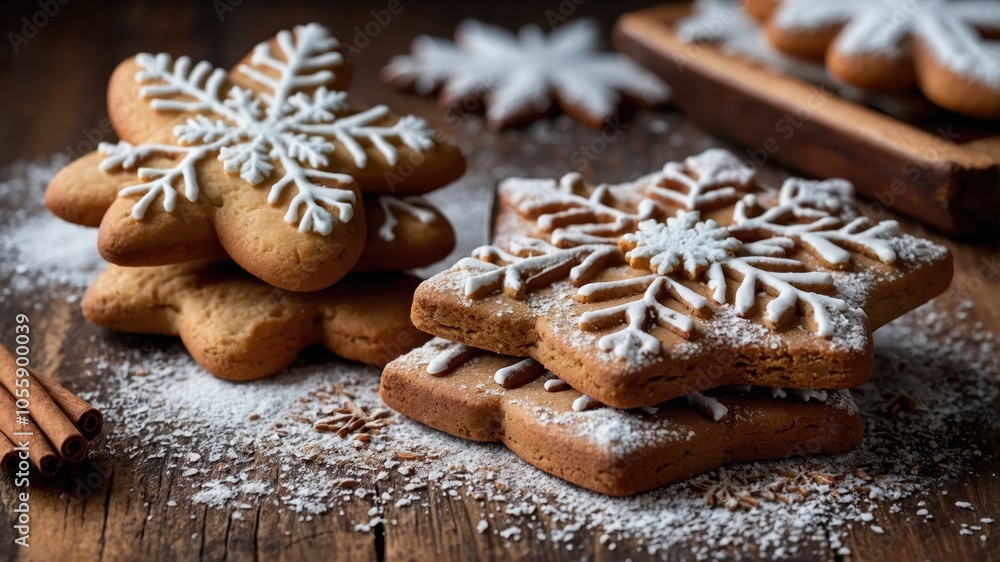 Fototapeta premium A Detailed View of Colorful Holiday Cookies Adorned with Icing and Sprinkles Perfectly Crafted for a Joyous Celebration and the Sweetness of the Season