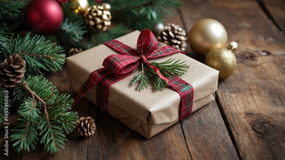 An Up Close Look at a Gorgeous Christmas Present Decorated with Colorful Wrapping Paper, a Perfect Bow, and Sparkling Accents, Capturing the Essence of Holiday Giving An Up Close Look at a Gorgeous Christmas Present Decorated with Colorful Wrapping Paper, a Perfect Bow, and Sparkling Accents, Capturing the Essence of Holiday Giving
