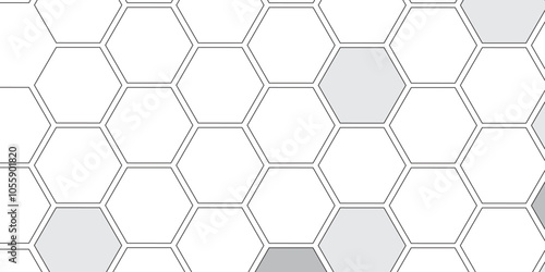 Vector geometric seamless texture symbol. Hexagon, bees hive cells pattern. Bee honey shapes. Abstract pattern with hexagonal white and gray technology line paper background.   Stylish grid texture. 
