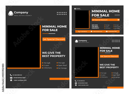 Real estate house social media post, banner, and flyer template