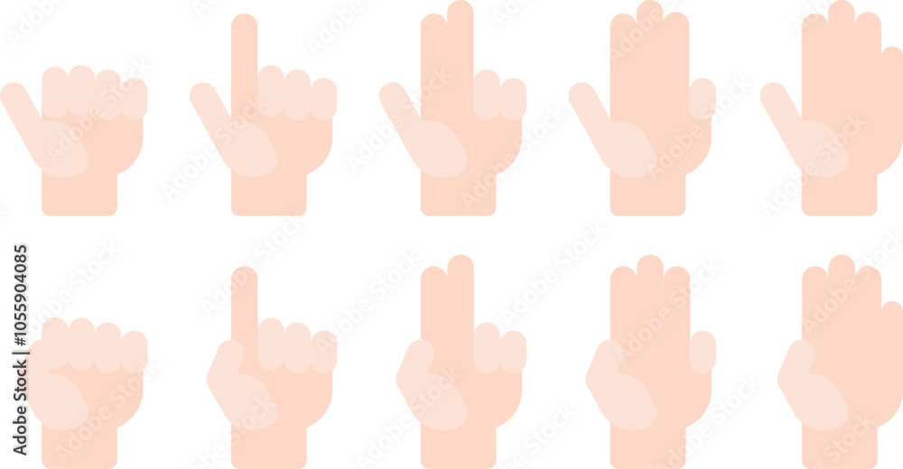 Flat vector Hand Count number hand white hand Flat vector Hand Count number hand white hand