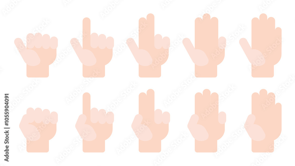Fototapeta premium Flat vector Hand Count number hand white hand