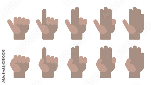 Flat vector Hand Count number hand black hand