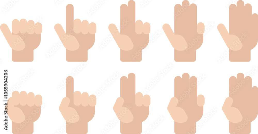 Obraz premium Flat vector Hand Count number hand