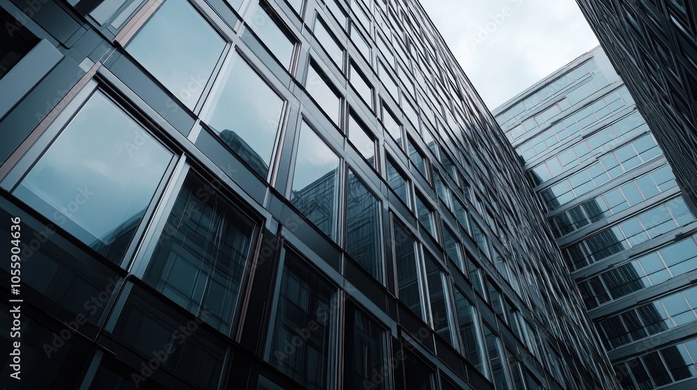 Low-Angle View of a Modern Glass Facade Building Low-Angle View of a Modern Glass Facade Building