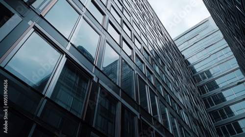 Low-Angle View of a Modern Glass Facade Building