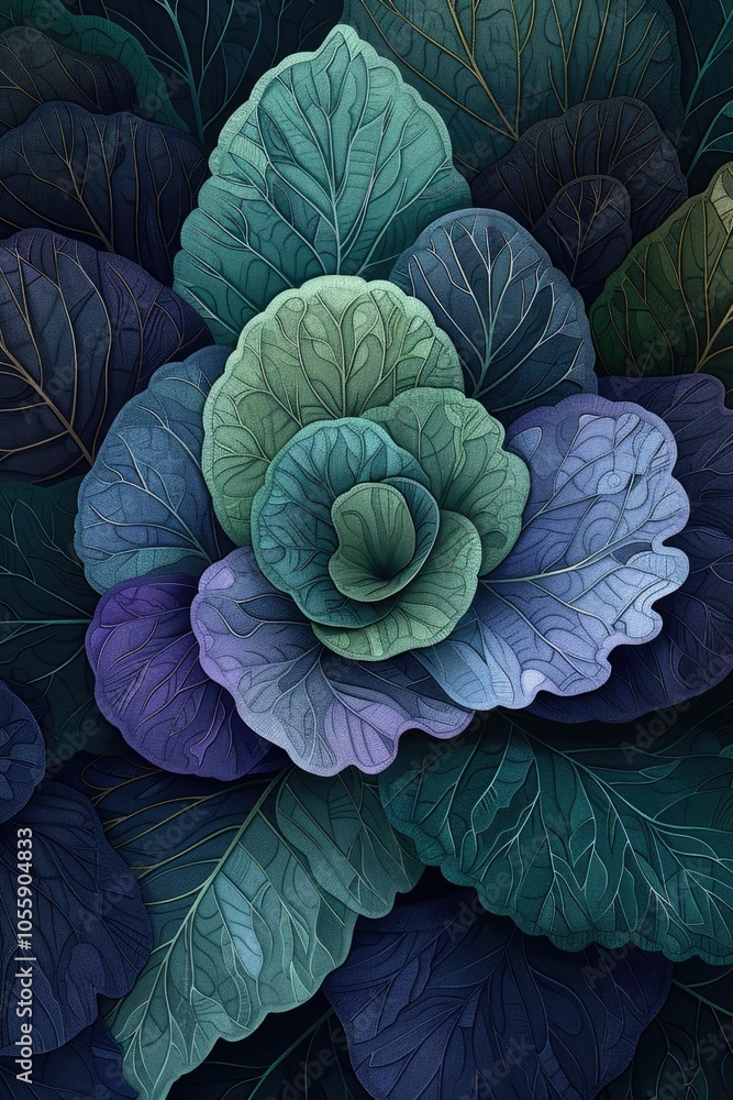 Obraz premium A vibrant succulent plant with a stunning rosette shape surrounded by deep green leaves