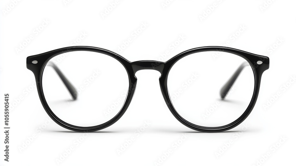 Classic Black Framed Glasses on White Background Classic Black Framed Glasses on White Background
