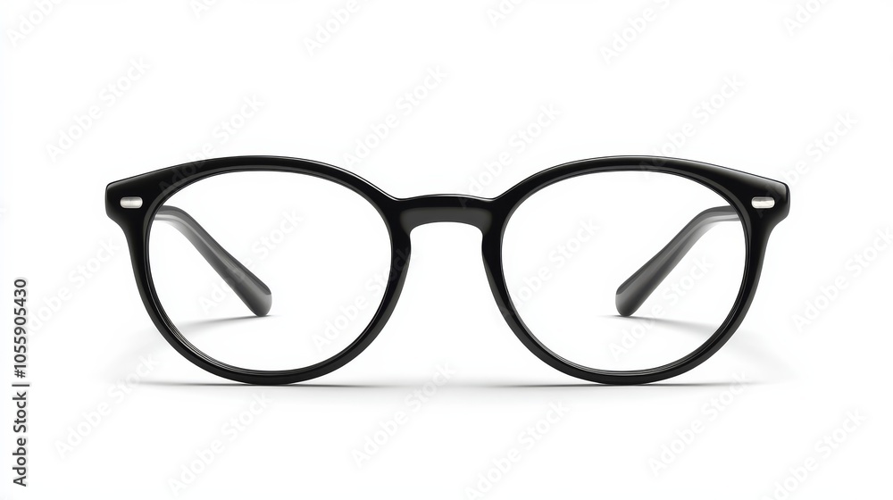 Classic Black Framed Glasses on White Background Classic Black Framed Glasses on White Background