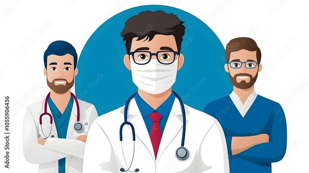 of an avatar profession icon depicting a doctor in a flat design style with a medical theme and a complementary color scheme of an avatar profession icon depicting a doctor in a flat design style with a medical theme and a complementary color scheme