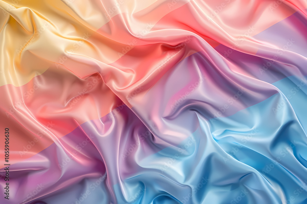 Obraz premium A vibrant, flowing fabric showcasing the colors of the pride flag, blending beautifully from warm hues to cool tones.