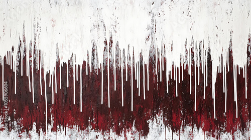 Abstract expression of red and white dripping paint