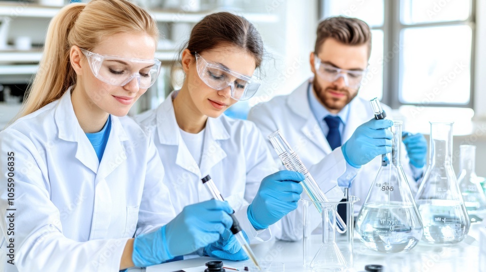 Scientists Working in a Modern Laboratory Setting Scientists Working in a Modern Laboratory Setting