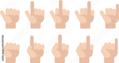 flat vector number finger hand