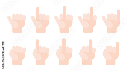 flat vector number finger hand white hand