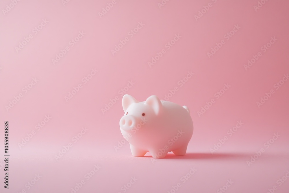 Cute Pink Piggy Bank on Soft Pink Background Cute Pink Piggy Bank on Soft Pink Background