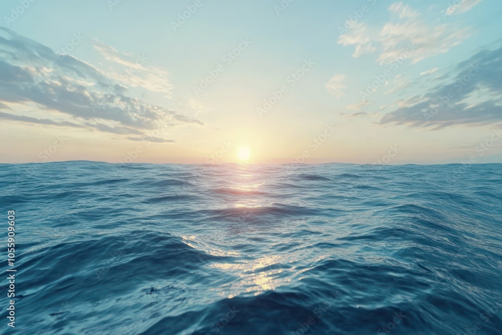 Fototapeta premium Tranquil Sea at Sunset with Gentle Waves