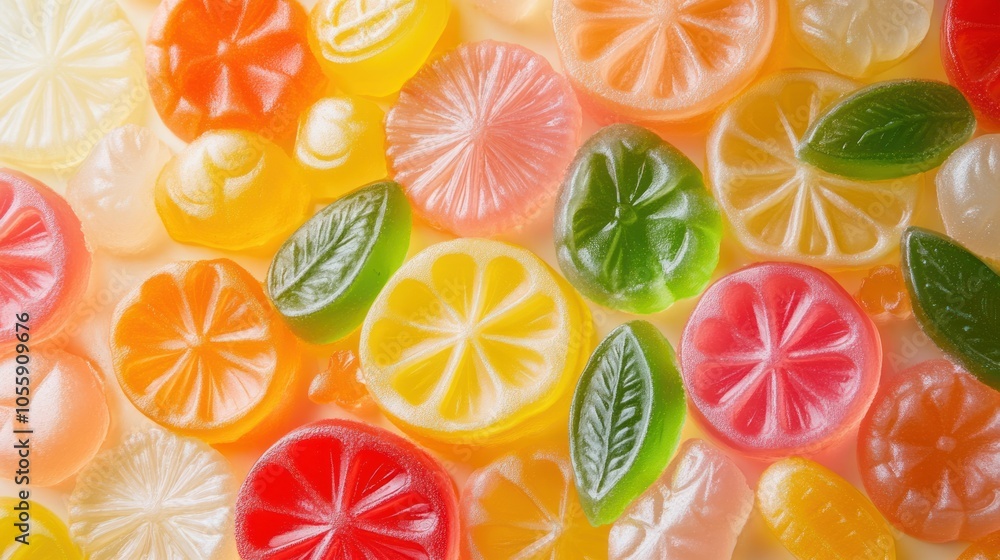Close-up of colorful gummy candy, bright and juicy colors Close-up of colorful gummy candy, bright and juicy colors