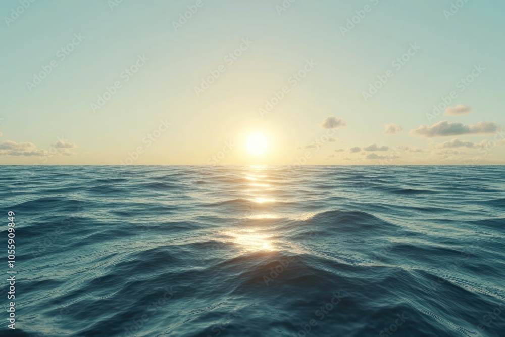 Obraz premium Calm Ocean Sunrise Over the Horizon