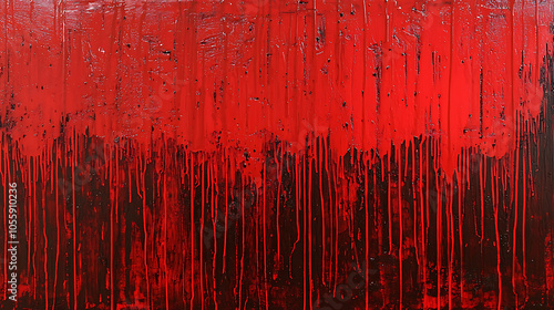 Abstract red and black dripping paint artwork