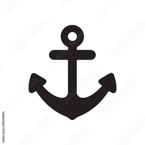 Black Anchor icon silhouette vector on white background