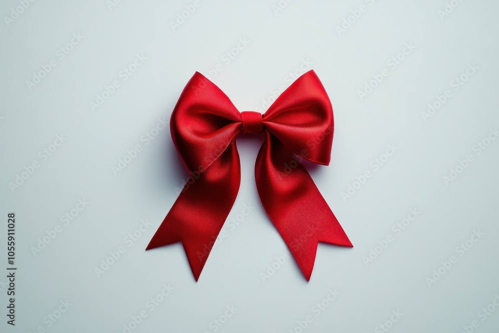 Elegant Red Satin Bow on Light Background Elegant Red Satin Bow on Light Background